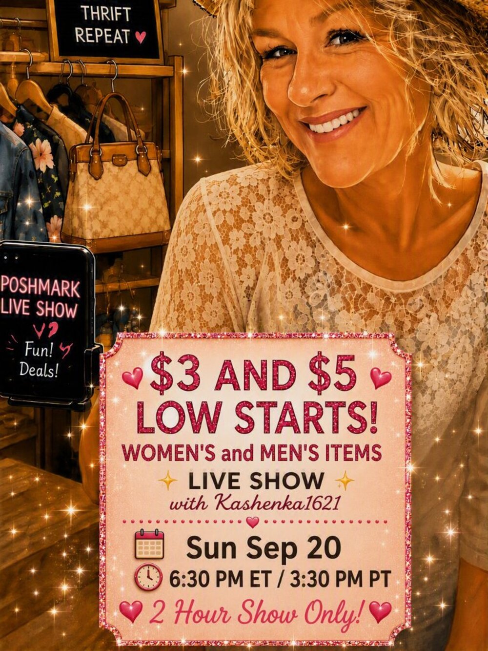 $3 and $5 dollar start show! Women's and Men's items!
